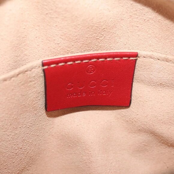 GUCCI GG Marmont Waist Bag Leather Red Gold 476434 Auth 146076V - Picture 10 of 16